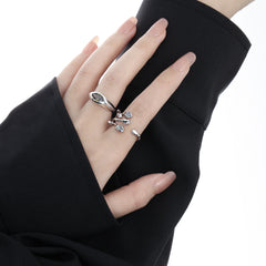 Beautiful CZ Tulip Flowers Bouquet 925 Sterling Silver Adjustable Ring