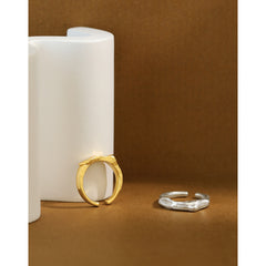 Modern Irregular Geometry Concave Convex 925 Sterling Silver Adjustable Ring