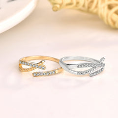 Fashion CZ Cross New 925 Sterling Silver Adjustable Ring