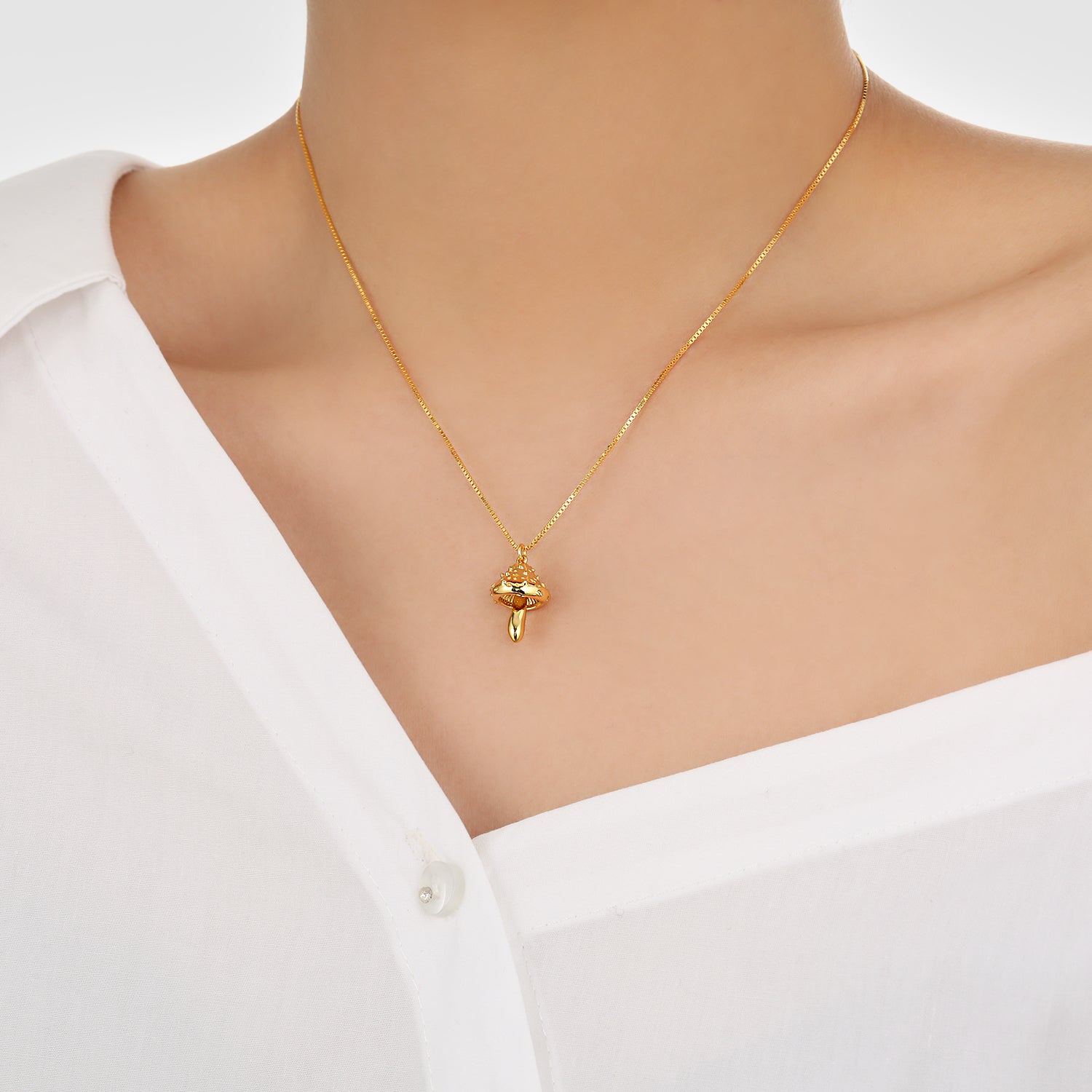 Fine Jewelry For Women Friend's Irregular Rivet Mushroom 925 Sterling Silver Trendy Hypoallergenic Necklace