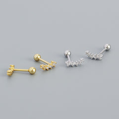 Geometry CZ Smile Lines 925 Sterling Silver Stud Earrings