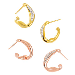 Casual Micro Setting CZ Irregular Circle 925 Sterling Silver Hoop Earrings