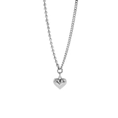 Vintage Asymmetry Chain Love Heart 925 Sterling Silver Necklace