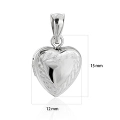 Friend's Twisted Pattern Heart 925 Sterling Silver Locket Necklace Pendant
