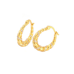 Office Cubic Zirconia Twisted 925 Sterling Silver Hoop Earrings