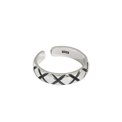 Vintage Letter X Pattern 925 Sterling Silver Adjustable Ring