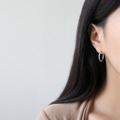 simple and personalized geometric hollow circular rings S925 pure silver earrings