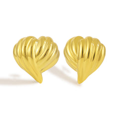 Office Lines Cross Heart 999 Sterling Silver Stud Earrings