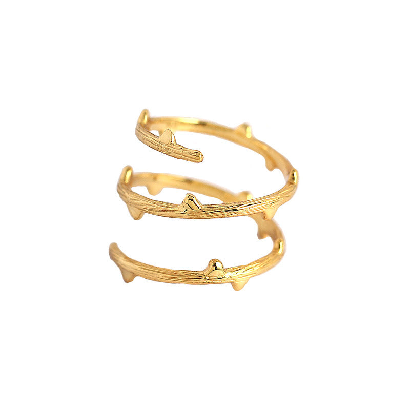 Fashion Triple Layers Branch 925 Sterling Silver Adjustable Ring
