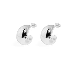 Modern Thickness S999 Sterling Silver Electroforming Huggie Hoop Earrings