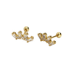 Office Geometry Sectors CZ 925 Sterling Silver Screw Stud Earrings