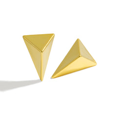 Women Daily Wear Bold 999 Pure Silver Large Hollow Geometry Triangular Cone Shape Electroforming Chunky Statement Earrings