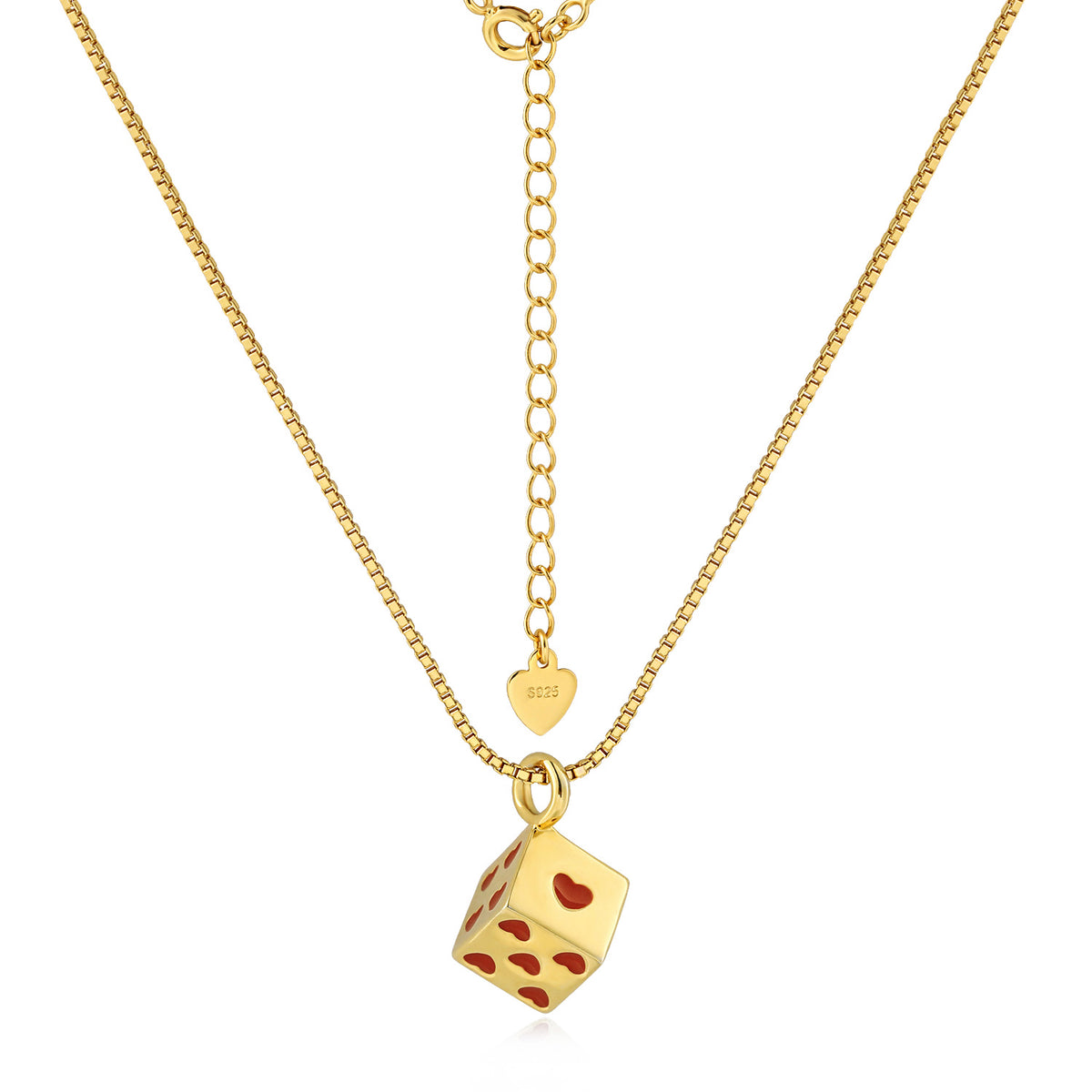 Fashion Fun Multicolor Love Cubic Dice 925 Sterling Silver Box Chain Necklace