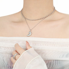 Fashion Food Irregular Croissant 925 Sterling Silver Necklace