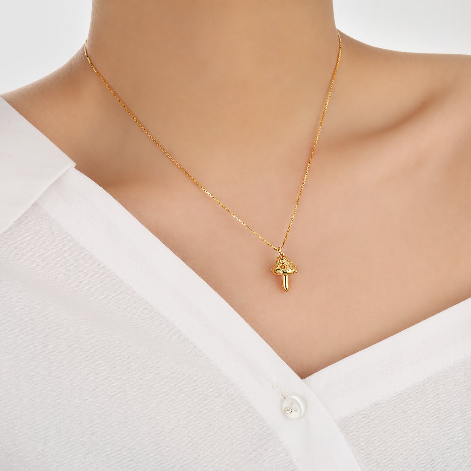 Fine Jewelry For Women Friend's Irregular Rivet Mushroom 925 Sterling Silver Trendy Hypoallergenic Necklace