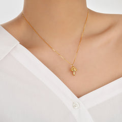 Fine Jewelry For Women Friend's Irregular Rivet Mushroom 925 Sterling Silver Trendy Hypoallergenic Necklace