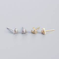 Geometry Micro Setting Triangle Fan 925 Sterling Silver Stud Earrings