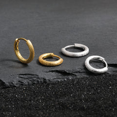 Simple Frosted Round Circle 925 Sterling Silver Hoop Earring (Single)