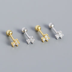 Cute Mini CZ Flower New 925 Sterling Silver Stud Earrings