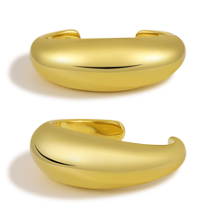 Women Simple Smooth Surface 999 Sterling Silver Golden Cuff Bracelet
