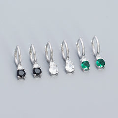 Lady Colorful Round CZ 925 Sterling Silver Hoop Earrings