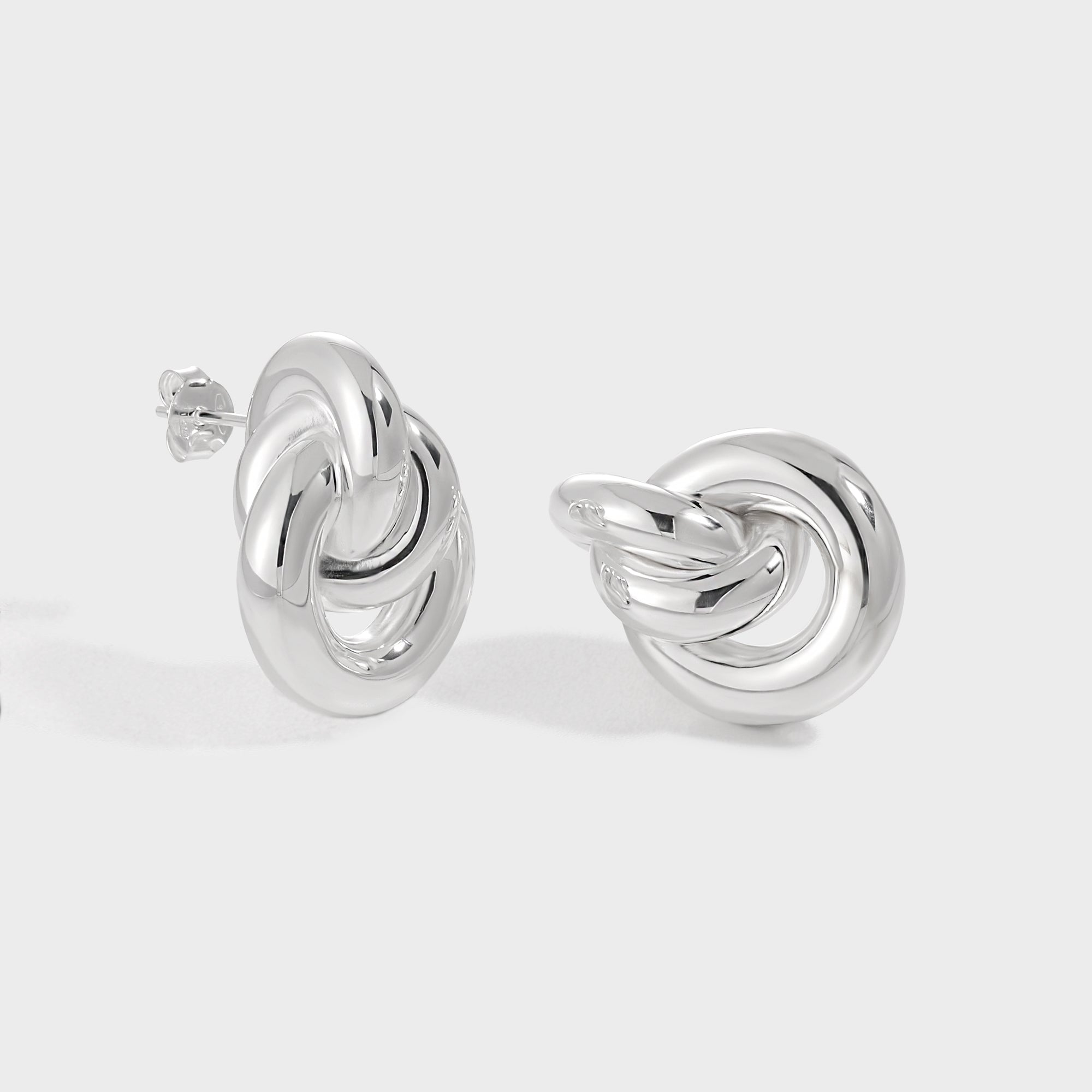 Casual Simple 925 Sterling Silver Electroforming Three Circles Knots Cross Stud Earrings