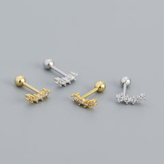 Geometry CZ Smile Lines 925 Sterling Silver Stud Earrings