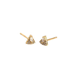 Geometry Micro Setting Triangle Fan 925 Sterling Silver Stud Earrings