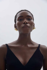 Fine Jewelry Holiday Yellow Gold Plated OK Hand S999 Sterling Silver Electroforming Hollow Light Exaggerated Earrings