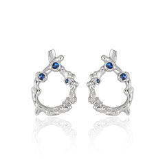 Irregular Hollow CZ Waterdrop Shape 925 Sterling Silver Stud Earrings