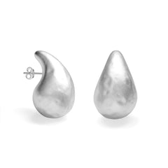 Party Large Irregular Textured Water Drop 999 Sterling Silver Statement Designer Jewelry Stud Earrings for Women