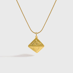 Women Daily Fashion Jewelry Bold 999 Pure Silver Geometry Pattern Triangular Cone Necklace
