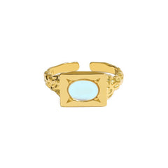 Modern Oval Created Moonstone Geometry Rectangle 925 Sterling Silver Adjustable Ring