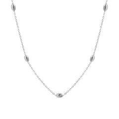 Simple Geometry Oval Beads 925 Sterling Silver Necklace