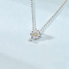 Summer Daisy Flower CZ 925 Sterling Silver Necklace