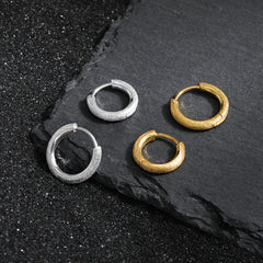 Simple Frosted Round Circle 925 Sterling Silver Hoop Earring (Single)