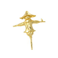 Fashion Cute Yellow Gold Scarecrow 925 Sterling Silver Brooches