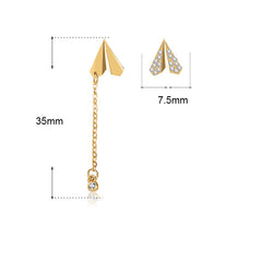 Asymmetry CZ Paper Plane Tassels New 925 Sterling Silver Dangling Earrings
