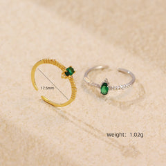 Elegant Green Oval CZ Women 925 Sterling Silver Adjustable Ring