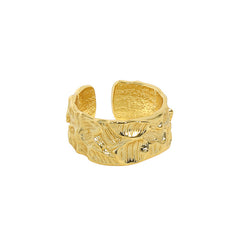 Fashion Office Irregular Face Wide 925 Sterling Silver Adjustable Ring