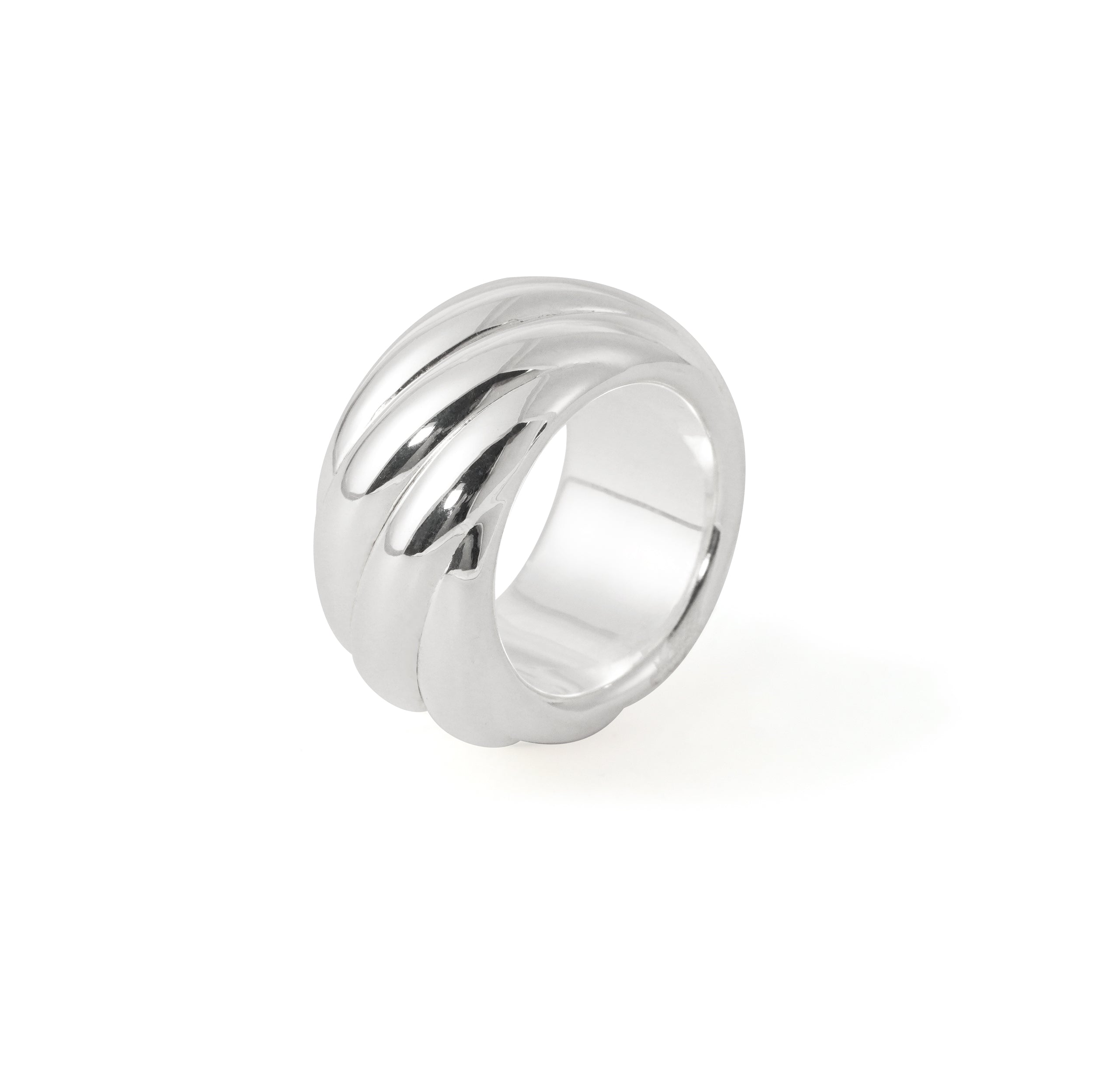 Bold Chunky Electroforming Light Exaggerated Jewelry Extra Large Simple Twill Pattern 999 Sterling Silver Wide Ring
