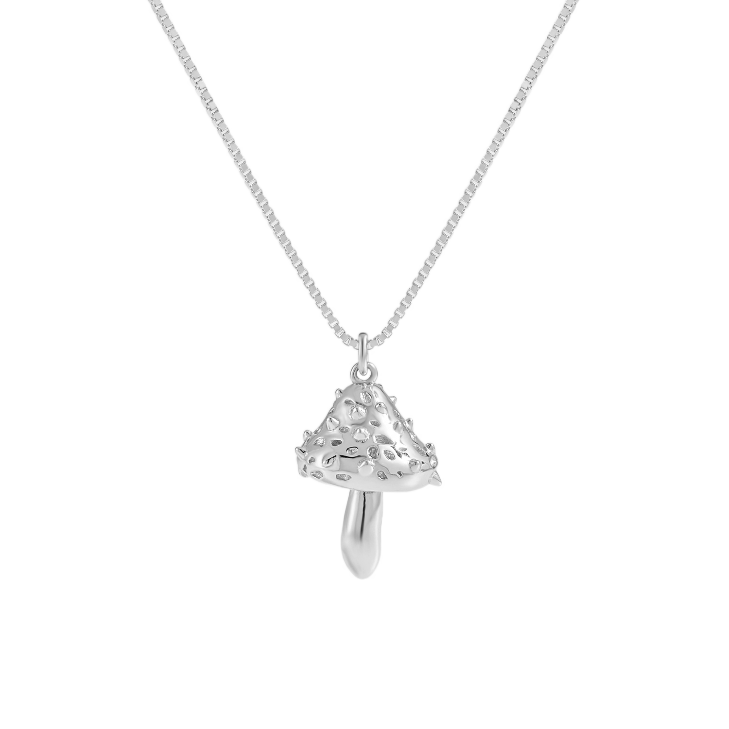 Fine Jewelry For Women Friend's Irregular Rivet Mushroom 925 Sterling Silver Trendy Hypoallergenic Necklace