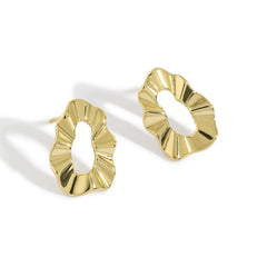 Geometry Hollow Round Wave Paper 925 Sterling Silver Stud Earrings