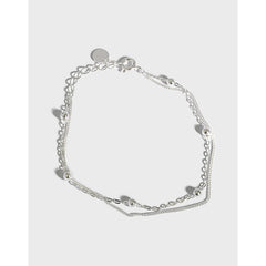 silver jewelry personalized minimalist S925 pure silver bead chain double-layer bracelet student women's bracelet chain decoration