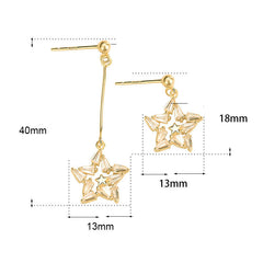 Asymmetry Shining CZ Star 925 Sterling Silver Dangling Earrings
