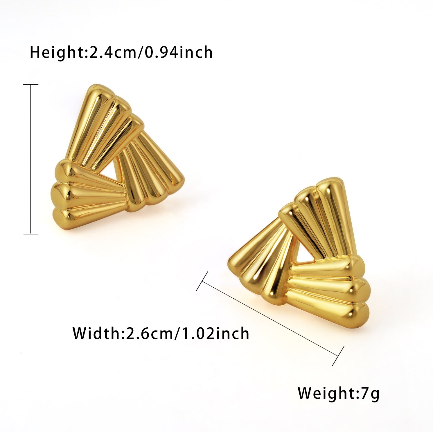 Fashion Jewelry Chunky Electroforming Big Geometry Hollow Triangle Shape 999 Sterling Silver Statement Stud Earrings