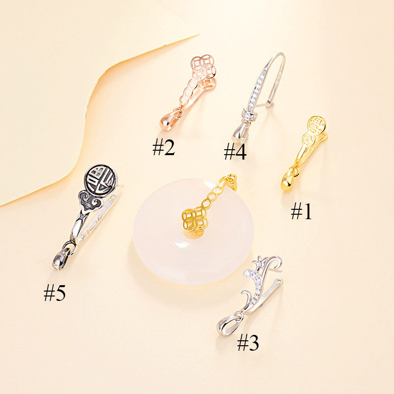 Fashion Chinese Fu Hollow 925 Sterling Silver DIY Bail