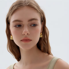 Fashion Jewelry Chunky Electroforming Big Geometry Hollow Triangle Shape 999 Sterling Silver Statement Stud Earrings