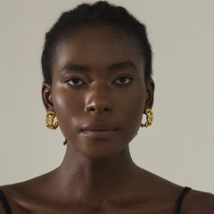 Fashion Jewelry for Women Daily Wear Trendy 999 Pure Silver Modern Lightweight Yellow Gold Hollow Curb Chain Electroforming Chunky Earrings