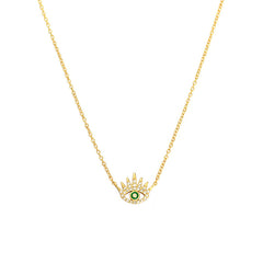 Women Green CZ Devil's Eye 925 Sterling Silver Necklace